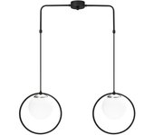 Regleta de techo escott 2 luces nórdico con aros negros y esferas de cristal blanco en el interior