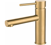 Valaz grifo de lavabo con apertura en agua fría monomando caño recto oro mate con protección pvd - serie nansa