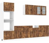 Mueble cocina kalmar roble ahumado 7 pzas madera contrachapada