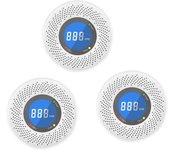 Detector de monóxido de carbono (paquete de 3) con pantalla para cocina y oficina (sin batería)