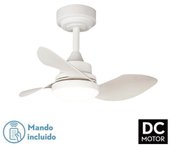 Ventilador techo 3 aspas /lampara metal/abs blanc