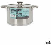 Olla con tapa de cristal quttin hermes acero 4 l (4 unidades)