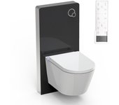Bernstein - wc japonés de cerámica, inodoro japonés de limpieza con módulo negro + mando a distancia, paquete económico - 38.4x59.3x38cm - pro+ 1102
