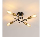 Lámpara de techo industrial, lámpara de techo vintage e27, iluminación de techo de metal, lámpara de araña sputnik moderna de 4 luces para sala de est
