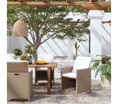 Vidaxl sillas de jardín con cojines 4 unidades ratán sintético beige