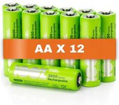 100% peakpower 12 x pilas recargables aa 2600 series capacidad mínima garantizada 2300 mah nimh pilas aa recargables