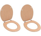 Juego de 2 asientos de inodoro con tapa de mdf diseño bambú
