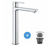 Grohe juego lineare mezclador monomando de lavabo tamaño xl + grifo de lavabo grohe clic clac con rebosadero (23405001-clicclac)