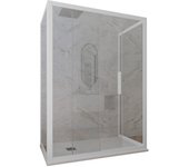 Mampara de ducha 3 lados deslizante 70x120x70 cm de pvc blanco matt h 200 vidrio transparente mod. deco trio