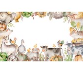 Papel pintado panorámico niños - animales de la granja