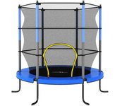 Cama elástica con red de seguridad redonda azul 140x160 cm