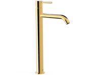 Tres 26230801or study grifo monomando xxl caño alto para lavabo color oro 24k