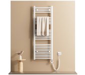 Emke radiador toallero eléctrico h.140 × a.50 cm con resistencia termostática, radiador secatoallas electrico 572 w blanco