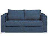 Sofá cama de 3 plazas de apertura rápida de tela texturizada azul - 140 cm - colchón 18 cm loreto