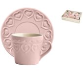 H&h set 4 tazze caff fairylove colore rosa con piatto cc165