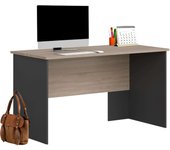 Mesa de escritorio oficina nibis estilo industrial color roble sonoma y gris antracita 140 cm