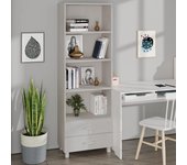 Aparador | aparador de comedor | armario de cocina hamar madera maciza de pino blanca 60x35x180 cm cfw81115