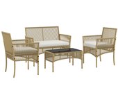 Muebles de jardín outsunny acero, ratán beige 100x56x80 cm 860-303v00bg