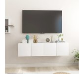 2 piezas muebles colgantes de tv | mueble de salón | mesa de tv blanco 60x30x30 cm cfw24322