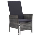 Vidaxl sillón reclinable de jardín con cojines ratán sintético gris