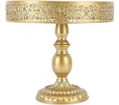 Soporte para postres, soporte para tartas dorado, diseño de encaje, fácil montaje, soporte redondo para exhibición de golosinas para fiestas (hierro 3