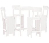 Set de mesa y taburetes altos jardín 5 pzas madera pino blanco