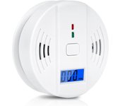 Detector de monóxido de carbono, paquete de 2, alarma de co con pilas con pantalla digital lcd y advertencia de sonido (2 pilas aaa no incluidas)