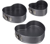 Relaxdays moldes de bizcocho, forma de corazón, set de 2 moldes para horno, antiadherente, acero al carbono, antracita