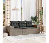 Set de sofá de jardín 3 piezas | conjunto de jardín de ocio | set de comedor de jardín y cojines ratán sintético gris cfw168387