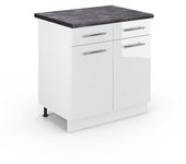 Vicco mueble bajo de cocina fame-line, blanco alto brillo, 80 cm , et antracita