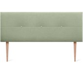 Dhome cabecero de lino natural con botones y patas de madera cabezal tapizado cama dormitorio moderno top trending (verde, 160cm)