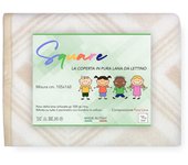 Manta cuadrada niños en pura lana real para cuna suave y cálido color natural