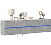 Maison exclusive - mueble de tv de pared con led gris hormigón 180x31x45 cm