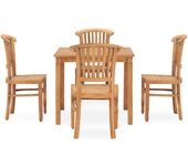 Conjunto de comedor para jardín 5 piezas madera maciza de teca