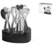 Set h&h nuevo 6 utensilios de cocina con soporte de madera 11x14x19 cm