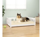 Cama para perros | lecho para perros madera maciza de pino blanco 95,5x65,5x28 cm cfw64788