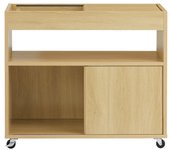 Mesa auxiliar de sofá con ruedas con 1 tablero semicerrado y 3 compartimentos l70 x p30 x h60 cm fbt152-n sobuy es