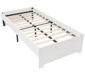 Cama individual 90 × 200 cm, cama de madera maciza blanca con somier