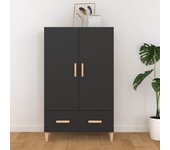 Aparador alto | aparador de comedor | armario de cocina de madera de ingeniería negro 70x31x115 cm cfw59804
