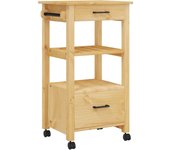 Carrito de cocina，estantería de cocina, carrito de servir monza madera maciza de pino 48x40x90 cm cfw38288