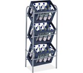 Relaxdays estantería para cajas de bebida, organizador para 3 canastas, estante botellas, 116 x 50 x 32 cm, acero, gris