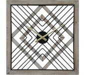Rebecca mobili reloj de pared cuadrado de metal mdf negro marrón estilo moderno
