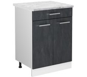 Vicco mueble bajo de cocina r-line, hormigón negro, 60 cm et mármol