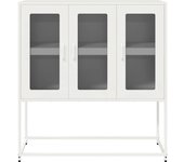 Aparador | aparador de comedor | armario de cocina de acero laminado en frío blanco 100,5x39x107 cm cfw71261