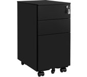 Archivador móvil con cerradura, cajonera de oficina con ruedas, para documentos a4 y carpetas, 30x45x60 cm, negro