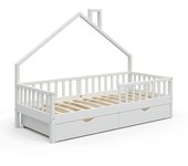 Vitalispa cama en forma de casa noemi, blanco, 90x200 cm con 2 cajones