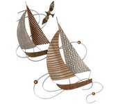 Decoración de pared home esprit marrón dorado veleros 42,5 x 4 x 77,5 cm