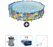 Paquete de piscina - bestway - alrededor - 305x305x66 cm + accesorios cb42