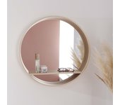 Miroir rond en chêne avec étagère 60 cm oblo