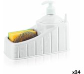 Dispensador de jabón 2 en 1 para fregadero privilege plástico blanco (24 unidades)
